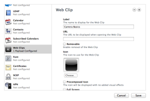 Apple Configurator - Web Clip
